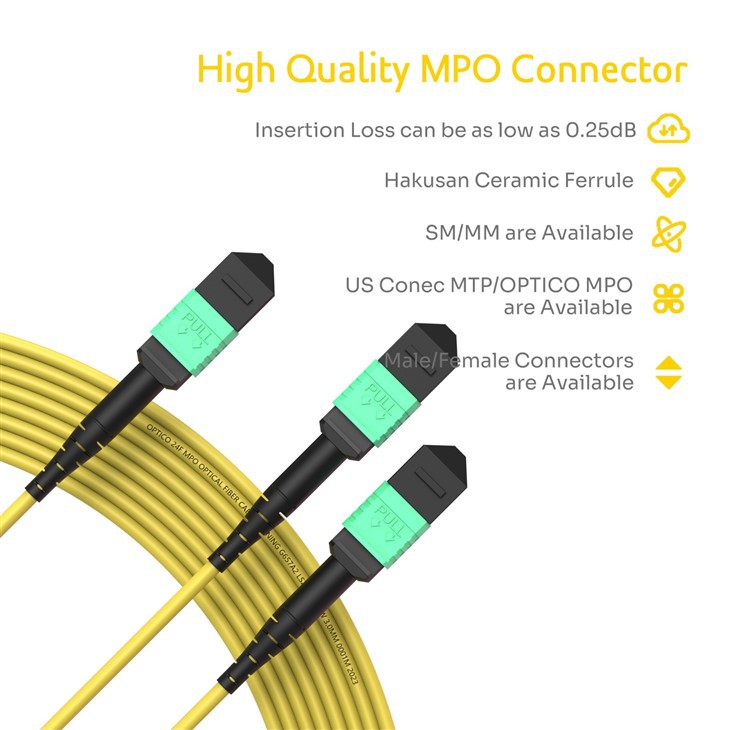40G MPO MTP Patch Cable 24F To 2x12F OM2 OM3 OM4 OM5